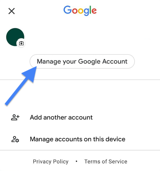 Open Manage your Google account.