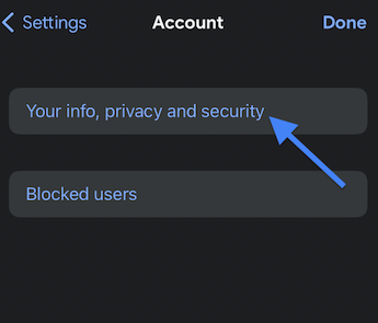 Go for the Your info, privacy and security option.