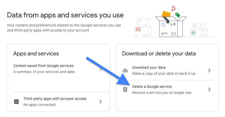 Go for Delete a Google Service option.